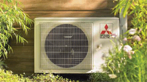 outdoor Mitsubishi ductless mini-split unit