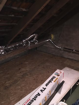 Unico High Velocity supply duct in an attic