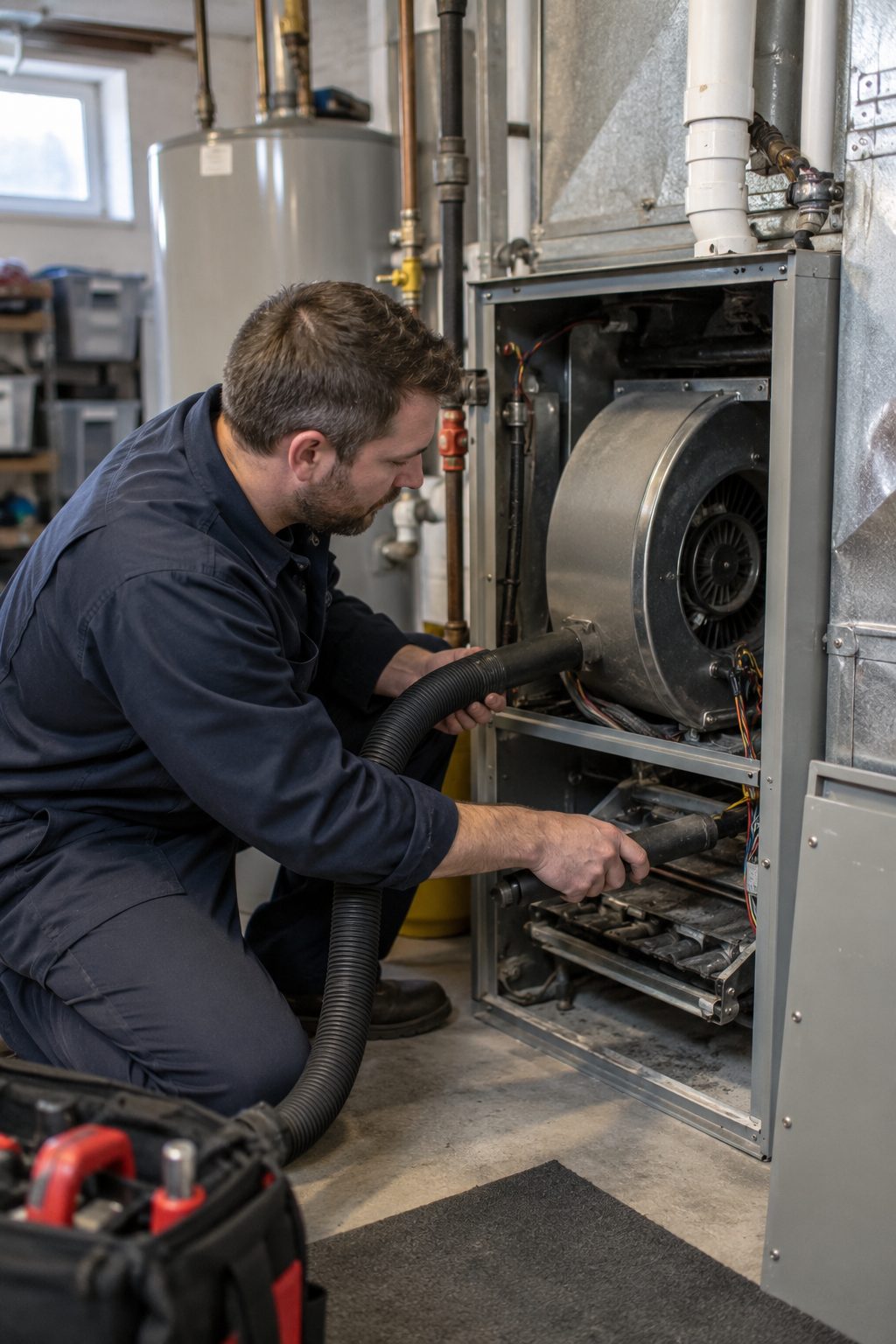 ECI Comfort technician performing professional furnace tune up in Doylestown - PA