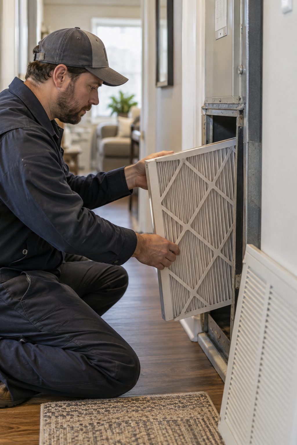 Residential heating system receiving professional furnace tune up in Doylestown - PA