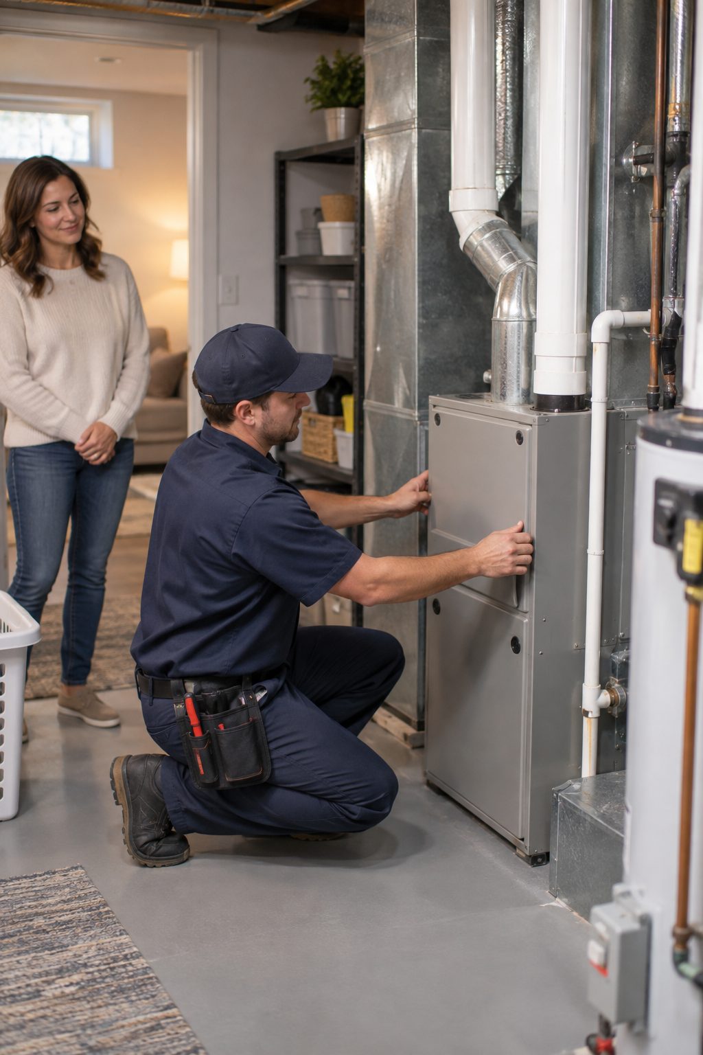ECI Comfort technician providing thorough furnace tune up in New Hope - PA