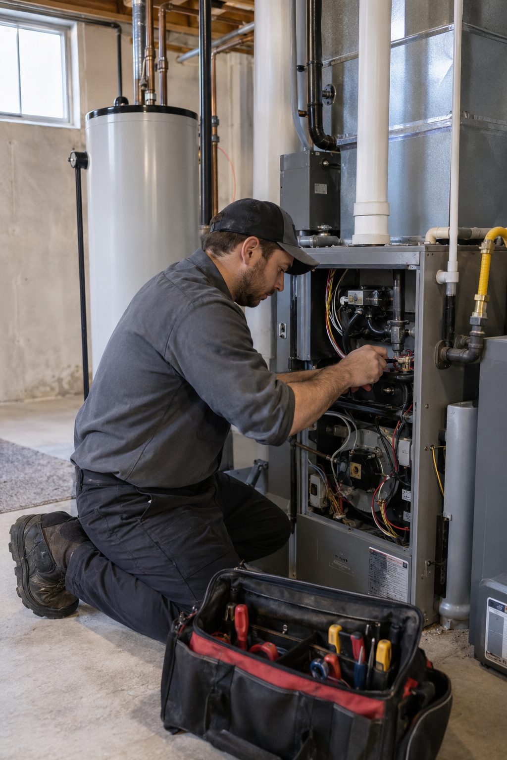 ECI Comfort technician providing trusted furnace tune up in Levittown - PA ECI Comfort technician providing trusted furnace tune up in Levittown - PA