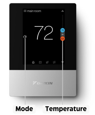 Daikin One Smart Touch Thermostat Mode and Temperature