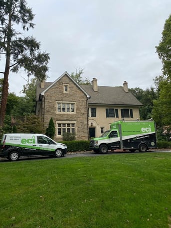 ECI Comfort installing Unico high velocity system in Rydal, PA home. 