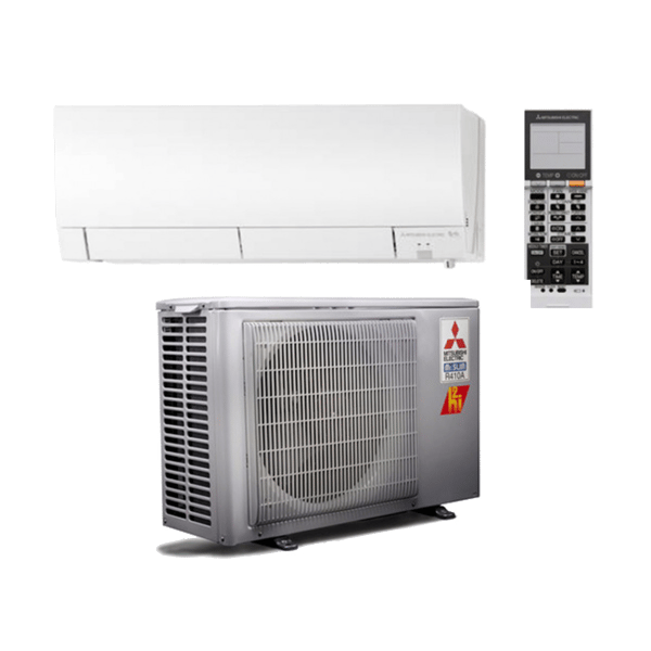 The ductless system, its mini-split and remote to control each rooms temperature. 