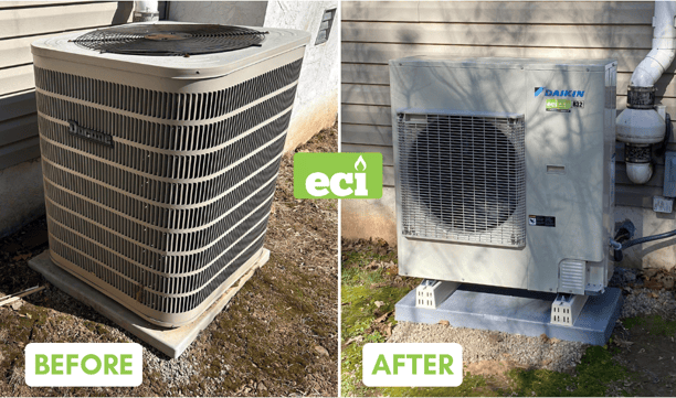 Lydon Before After - DaikinDual-fuel heating system with heat pump and oil furnace working together.