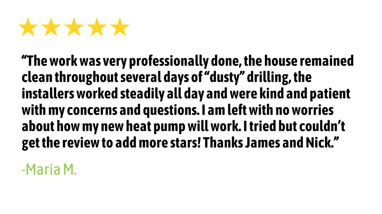5-star google review for a Mitsubishi Electric ductless installation in Philadelphia
