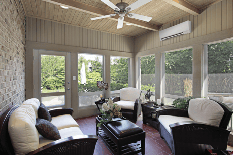 Mitsubishi Electric ductless heating and cooling in a sunroom