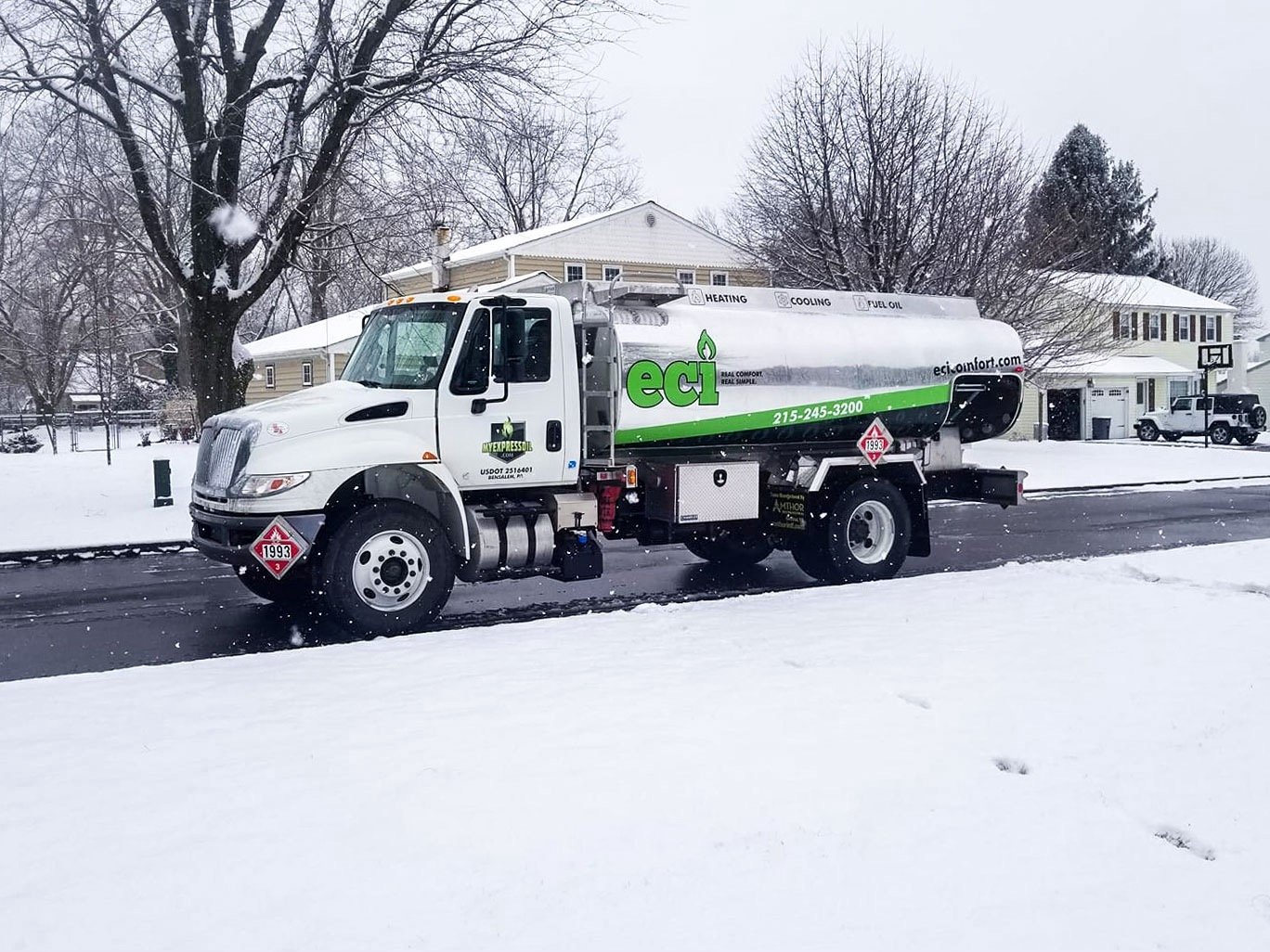 Oil truck in snow