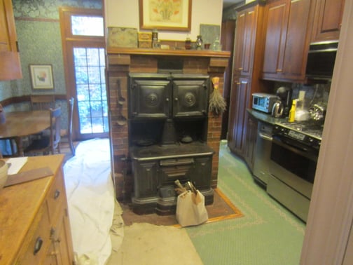 Old wood-burning stove in Fishtown PA