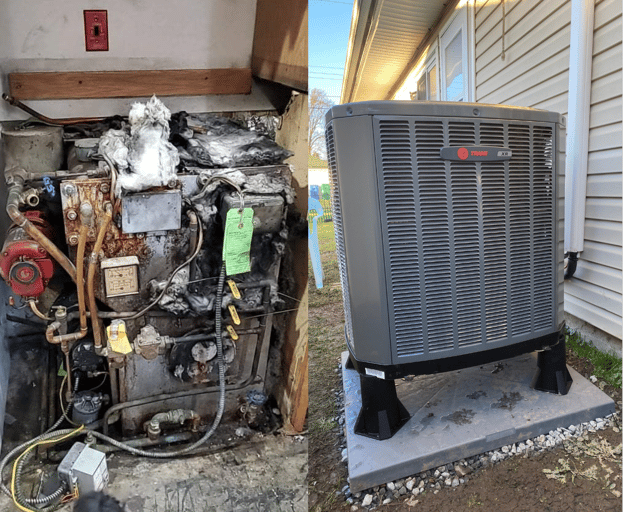 Original oil boiler in Levittown is replaced by a Trane XR16 standard heat pump