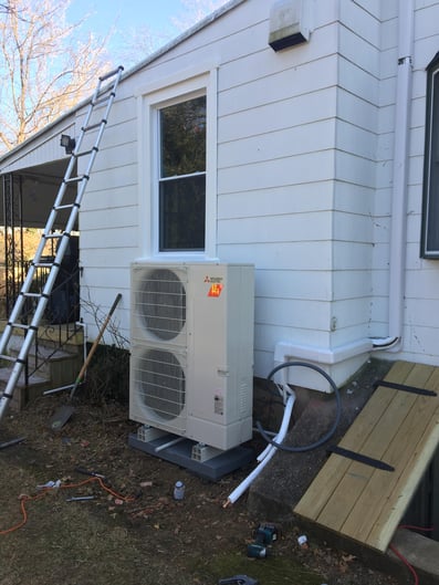 ECI installs outdoor unit for ductless mini-splits in Cheltenham home. 
