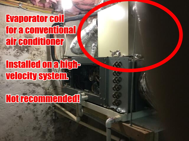Wrong evaporator coil for a Unico high velocity system in Rockledge, PA was installed, which is not recommended