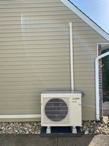Mitsubishi electric MXZ heat pump outside home in Levittown PA