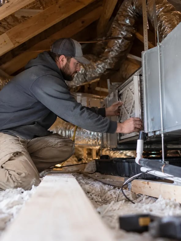 Residential heating and cooling system inspected for experienced HVAC contractor services in Narberth - PA
