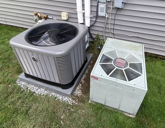 New Ruud outdoor air conditioning unit installed at a home in Morrisville, PA.