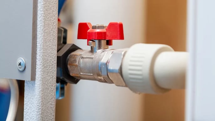 Opened drain valve on water heater