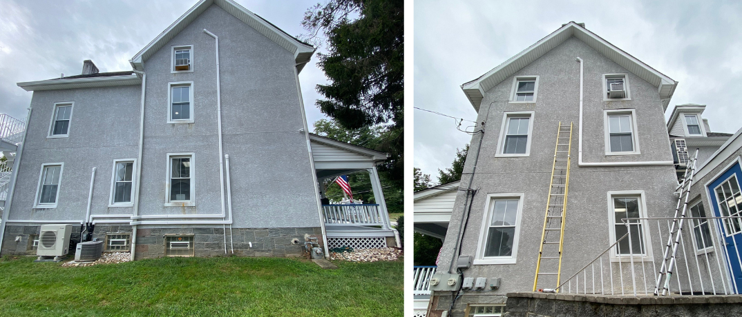 Two different sides of the house show the lines that run between their outdoor units. 