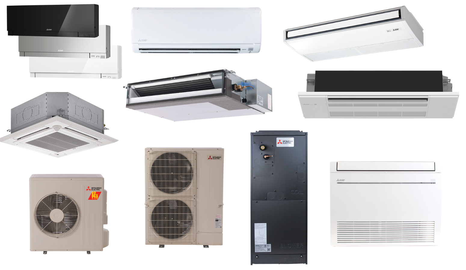 Mitsubishi heat pump indoor and outdoor units