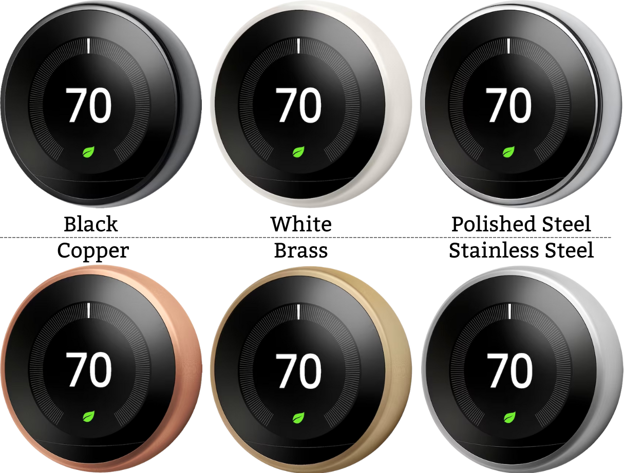 Google Nest Learning Thermostat colors