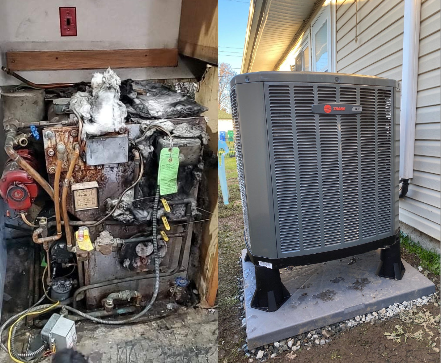 Oil boiler replacement with Trane heat pump in Levittown, PA